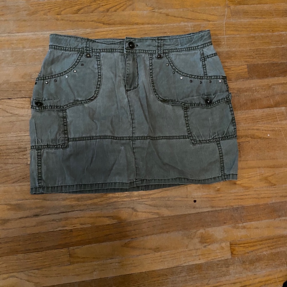 Girls Green Denim Skirt